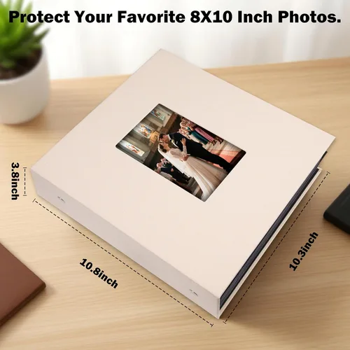 Vista 6 de Álbum de fotos de 8 x 10 pulgadas, 200 bolsillos, cubierta de lino de gran capacidad, páginas interiores sin ácidos, álbum de fotos de 8 x 10