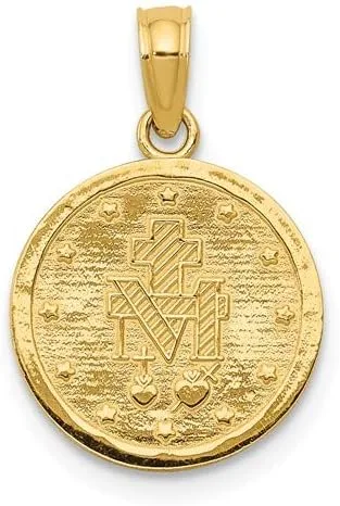 Vista 5 de Roy rosa joyas oro amarillo de 14K Medalla Milagrosa colgante de ancho
