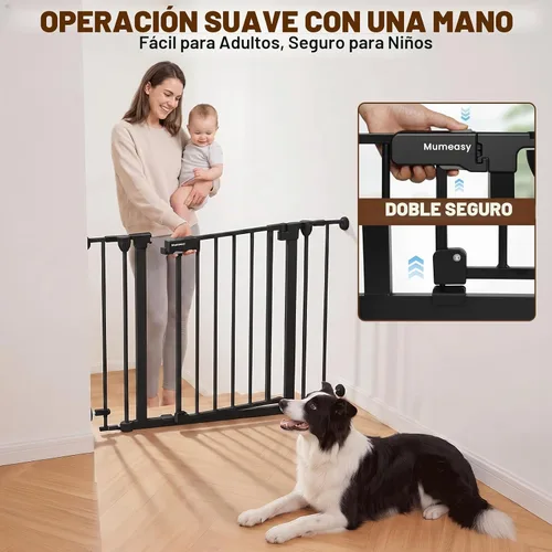 Vista 6 de Puerta extra ancha para bebés de 150 pulgadas, puerta de seguridad infantil para patio de juegos, puertas para perros con puerta de cierre