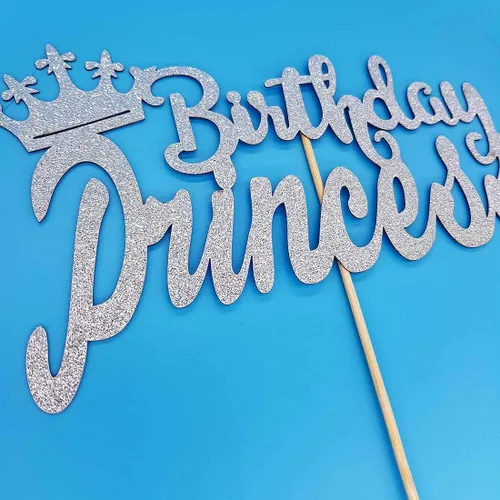 Vista 3 de Decoración de pastel de cumpleaños para decoración de fiesta de cumpleaños de princesa, purpurina plateada de doble cara