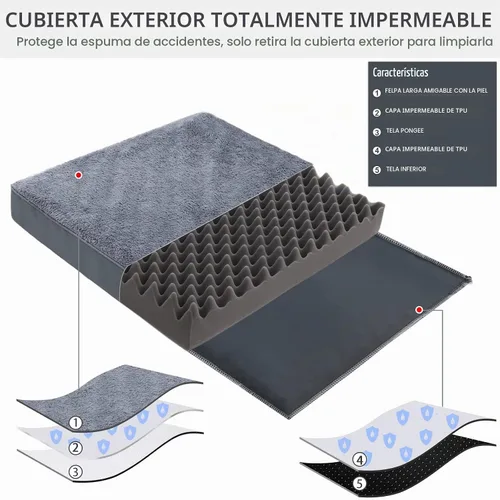 Vista 3 de Cama impermeable para perros pequeños, ortopédica, 23 x 17, color Gris