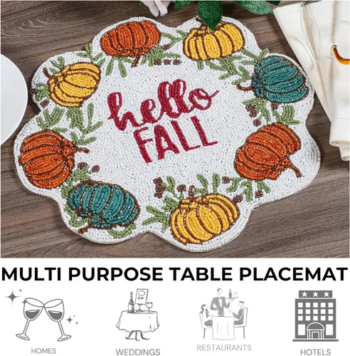 Vista 4 de Cargador Redondo con Cuentas de 13", Blanco, Mantel Decorativo para Mesa de Comedor, Cargador Brillante para Fiestas y Navidad, Decoración de Mesa