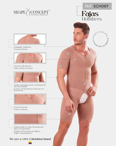 Vista 5 de SHAPE CONCEPT 367 Fajas para hombres Colombian Body Shaping Ropa interior para hombres de alta compresión