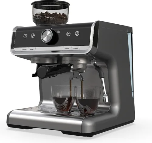 Vista 10 de Máquina de café espresso súper automática de 20 barras con espumador de leche, cafetera de café helado de grano a taza totalmente automática de café
