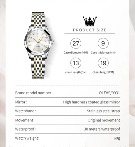 Vista 7 de OLEVS Relojes automáticos para mujer, sin batería, mecánico, de cuerda automática, reloj de pulsera pequeño de lujo, resistente al agua, Tourbillon