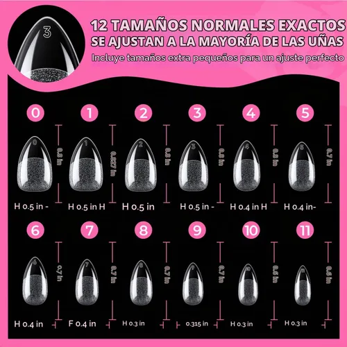 Vista 8 de UNA GELLA Puntas de uñas cortas de almendra: 504 PCS uñas postizas cortas, puntas de uñas de gel a presión suave, forma de almendra preformada A1