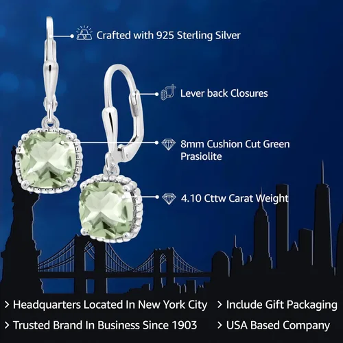 Vista 2 de Gem Stone King Aretes colgantes de plata de ley 925 de 0.315 pulgadas para mujer