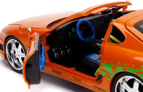 Vista 6 de Jada Fast & Furious 1:18 Toyota Supra - Coche fundido a presión y figura de Brian de 3 pulgadas, juguetes para niños y adultos