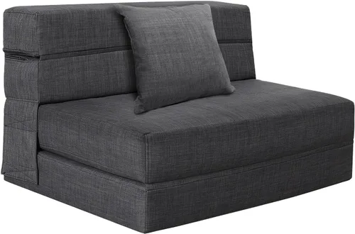 Vista 11 de Nigoone Sofá Cama Futón, Silla Plegable Versátil para Dormir con Almohada, Espuma Viscoelástica de Soporte, Tela de Pana Suave, Sofá de Piso Negro