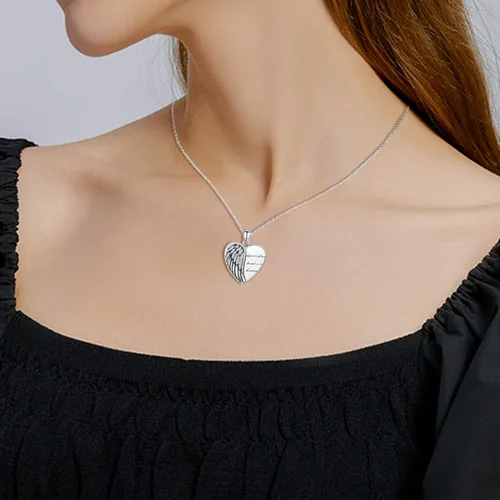 Vista 3 de CHENGHONG Heart Pendant Locket Necklace 925 Sterling Silver Personalized Locket Necklace That Holds Pictures Photo Memorial Memory Jewelry Gifts for