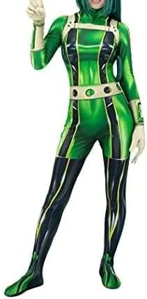 Vista 3 de C-ZOFEK Body para mujer, disfraz de cosplay, overol verde para Halloween