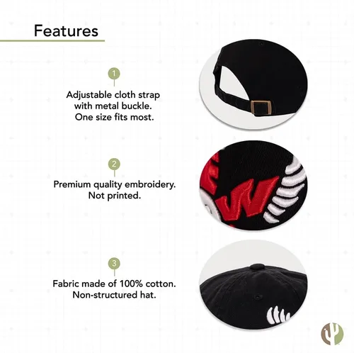 Vista 4 de Desert Cactus Eastern Washington University Baseball Hat Embroidered Cap Officially Licensed EWU Eastern Washington Eagles Brimmed Embroidered