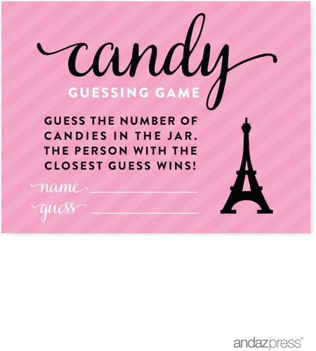 Vista 19 de Andaz Press Paris Bonjour Bebe Girl Baby Shower Collection - Cartel colgante con cuerda, tarjetas y regalos, 5 pies, 1 juego, decoración de papel
