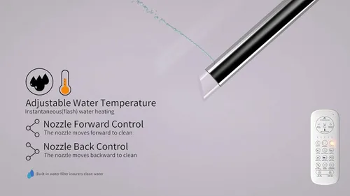 Vista 4 de EUROTO Inodoro de bidé inteligente, 1.28 GPF doble descarga, apertura y cierre automático, descarga automática, sensor de pie, asiento