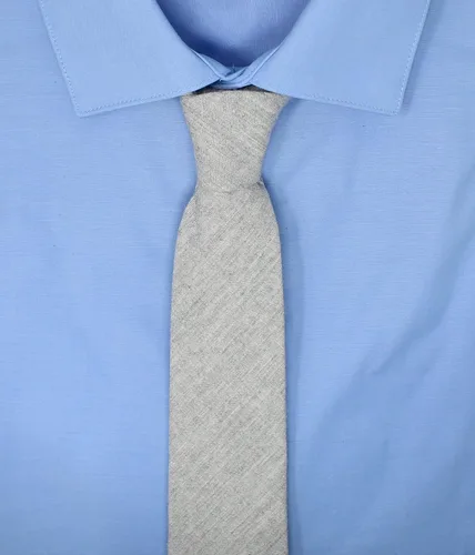 Vista 82 de Corbata delgada de algodón cambray para hombre, estilo desgastado texturizado - 2 1/2 pulgadas de ancho