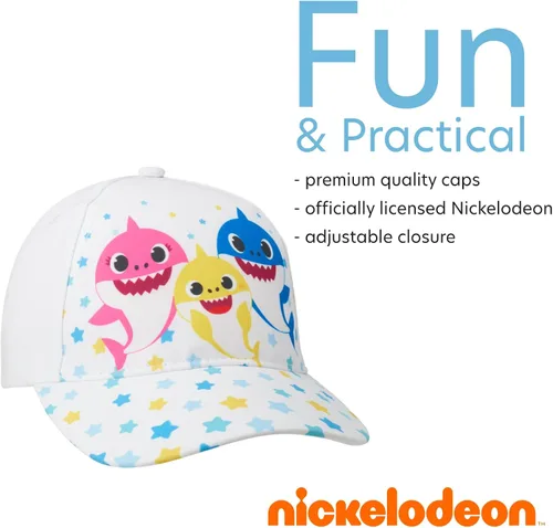 Vista 3 de Nickelodeon Gorro de tiburón para niños pequeños, paquete de 2 gorras de béisbol ajustables