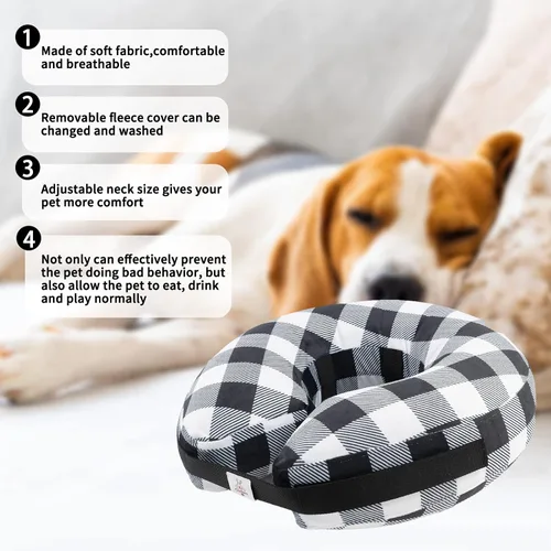 Vista 2 de CuteBone Cono Inflable para Perros con Fundas de Forro Polar Suave Extraíbles para Perros Pequeños/Medianos/Grandes y Gatos Collar de Dona