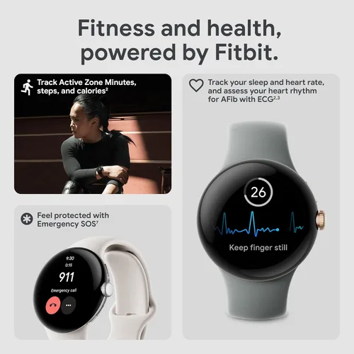 Vista 3 de Google Pixel Watch 1ª generación (modelo anterior) – Reloj inteligente Android con seguimiento de actividad Fitbit – Reloj de seguimiento