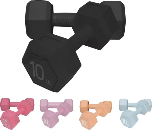 Vista 6 de Dumbbell Hand Weight Sets - Exercise & Fitness Free Weights for Women & Men Home Gym Equipment Workouts Strength Training Negro