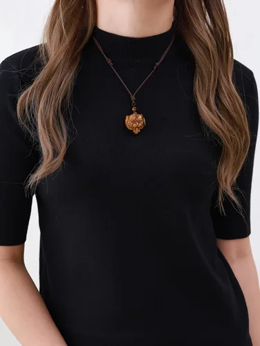 Vista 2 de AMORWING - Collar con colgante de tigre de piedra de ojo de tigre