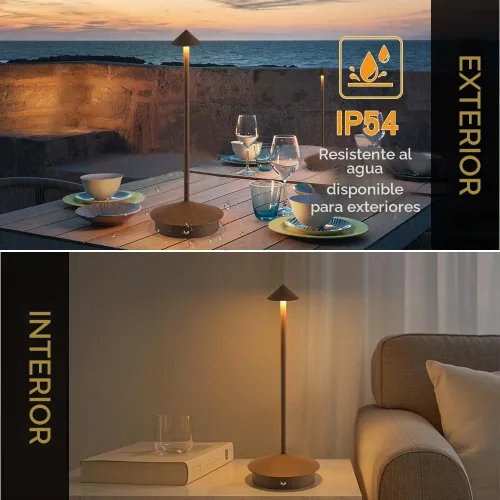 Vista 4 de Paquete de 2 lámparas de mesa inalámbricas recargables LED, portátiles de exterior, 5000 mAh, operadas con batería, luz de mesa con control táctil