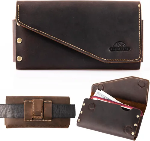 Vista 8 de Topstache Funda de cuero para teléfono celular con clip para cinturón para iPhone 17/16/15/14, Galaxy S25/S24/S23 - Funda de cuero para teléfono