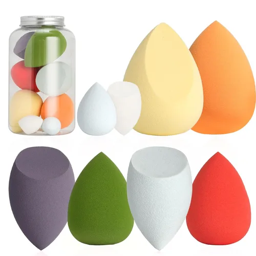 Vista 8 de COSTICA - Juego de esponjas de maquillaje, 8 esponjas de belleza para base, crema y polvo, esponja de belleza multicolor para maquillaje con 2 mini