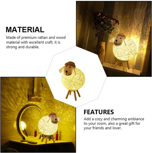 Vista 9 de JOEBO Lámpara de noche de alpaca, lámpara de escritorio, lámpara de lectura, mesa de cama ajustable, luz decorativa de oveja, lámpara de noche