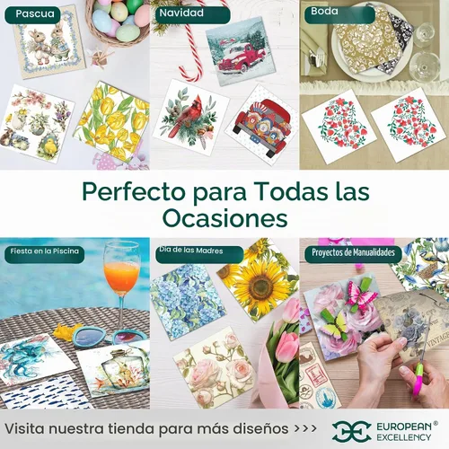 Vista 7 de Servilletas de papel desechables de hortensias azules - 40 servilletas