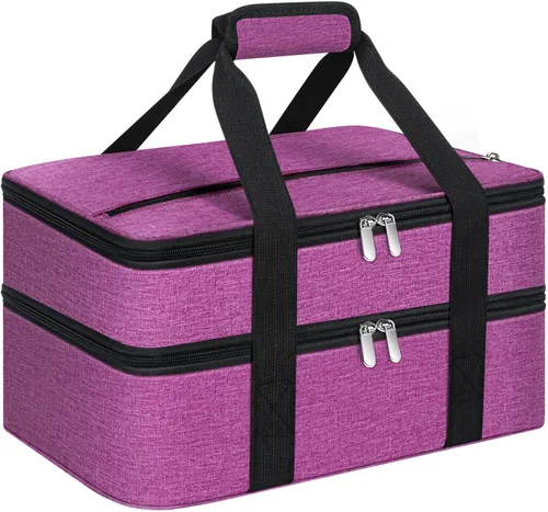 Vista 36 de Porta cacerolas aislado, porta ollas portátil para alimentos calientes o fríos, bolsa de lasaña para almuerzo para fiestas de comida, se adapta a