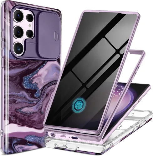 Vista 34 de GVIEWIN para Samsung Galaxy S23 Ultra Funda con cubierta deslizante para cámara, [Protector de pantalla incorporado] [2 Marcos frontales] Funda