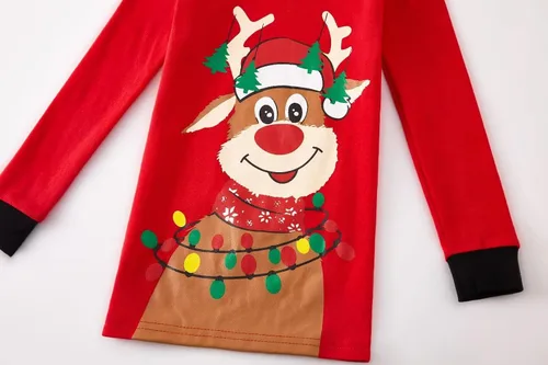 Vista 15 de Pijamas familiares a juego de Navidad pijamas de algodón para vacaciones