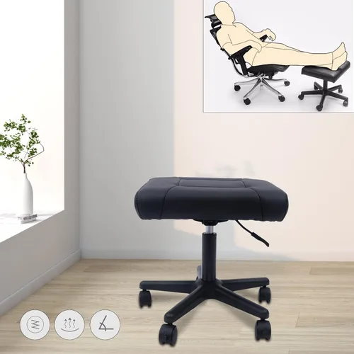 Vista 2 de Reposapiés de oficina, reposapiés ajustable de piel de oficina con ruedas, reposapiés de computadora debajo del escritorio en el trabajo, soporte