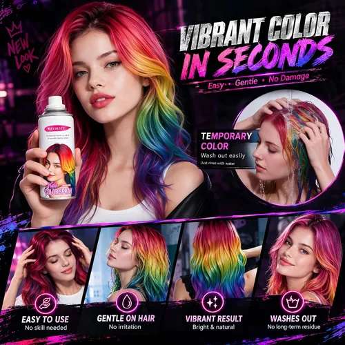 Vista 4 de Spray de color temporal para el cabello para niños, mujeres y hombres
