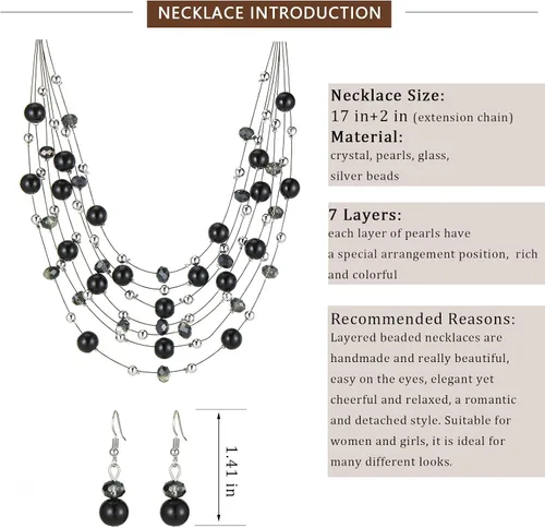 Vista 5 de Collares de perlas en capas para mujer, gargantilla de perlas multicapa, joyería bohemia para mujer, regalos para mamá