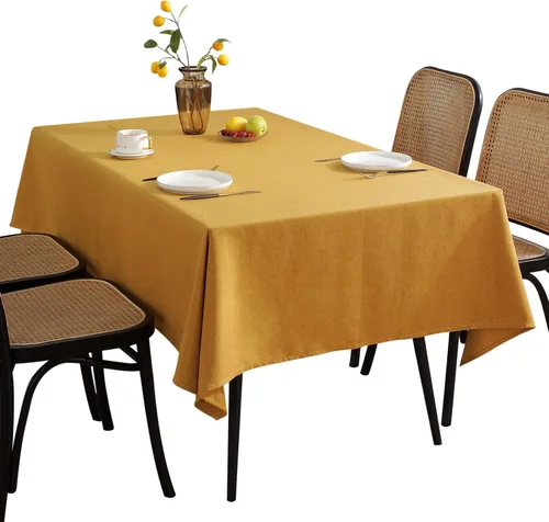 Vista 8 de Jeloris Mantel rectangular de lino de algodón, impermeable y a prueba de derrames, estilo nórdico, suave y resistente a las arrugas, mantel de tela