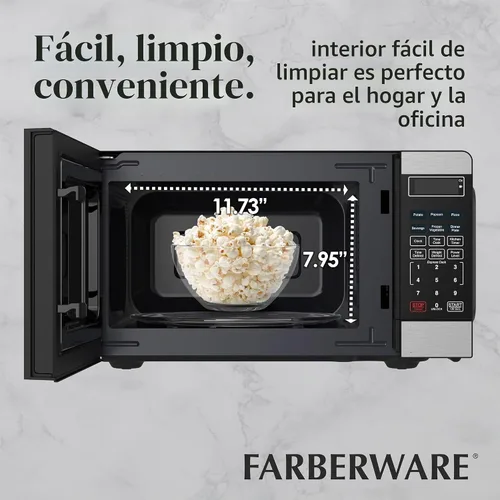 Vista 5 de [Usado] Farberware - Horno microondas de encimera de 0.7 pies cúbicos – 700 vatios de potencia, configuraciones de cocción automática, Acero