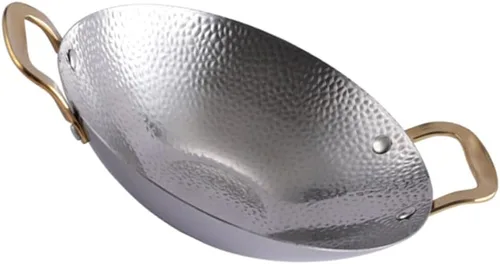 Vista 4 de Kichvoe - Olla seca de acero inoxidable con doble asa para ramen, olla caliente, mariscos, 10.82 x 8.26 x 2.04 pulgadas, herramienta de cocina ligera