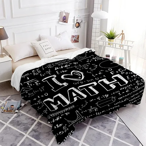 Vista 4 de Manta de franela suave con texto en inglés "I Love Math", para sofá, cama, sofá, regalos de matemáticas para niños y niñas, pequeña de 50 x 40