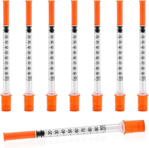 Vista 11 de Jeringa de 0.5 ml con tapa, 29G 1/2" 13mm 1/2cc, jeringas desechables en paquete individual, paquete de 20 Paquete individual desechable