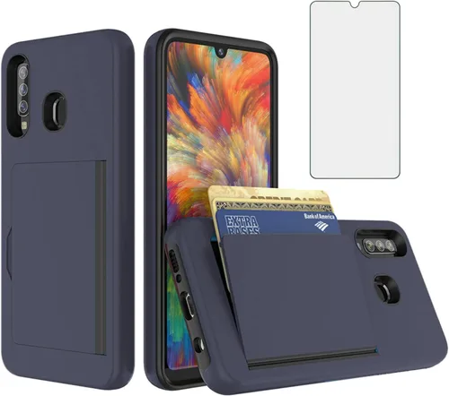Vista 10 de Asuwish Funda para Samsung Galaxy A20 A30 A50 con protector de pantalla de vidrio templado y ranura para tarjetero, soporte para celular, Gaxaly