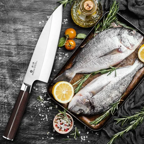 Vista 9 de imarku - Cuchillo Deba de 7 pulgadas, cuchillo de chef ultra afilado, cuchillo de cocina japonés definitivo con bisel único de acero inoxidable