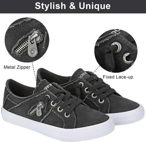 Vista 4 de JENN ARDOR Zapatos deportivos de moda para mujer, zapatos de lona para mujer, cómodos zapatos planos para caminar, zapatos casuales para mujer