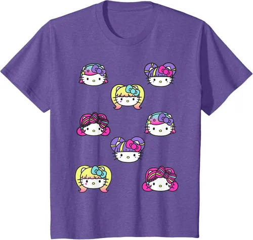 Vista 59 de hello kitty Kawaii Multi peinado Tee, Azul (Heather blue)