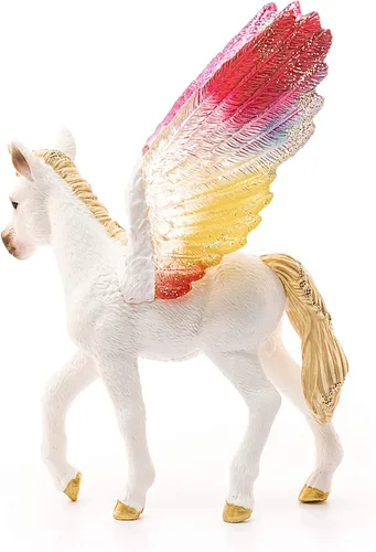 Vista 3 de Schleich Bayala - Figurina de unicorno bebé alado arcoíris mítico - Con majestuoso Pegaso y detalles de brillo, juguete imaginativo altamente