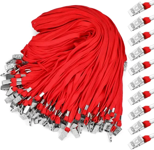 Vista 11 de Marspark 10 piezas de cordón a granel para tarjetas de identificación, cordón de cuello plano con gancho giratorio y clip, accesorio duradero