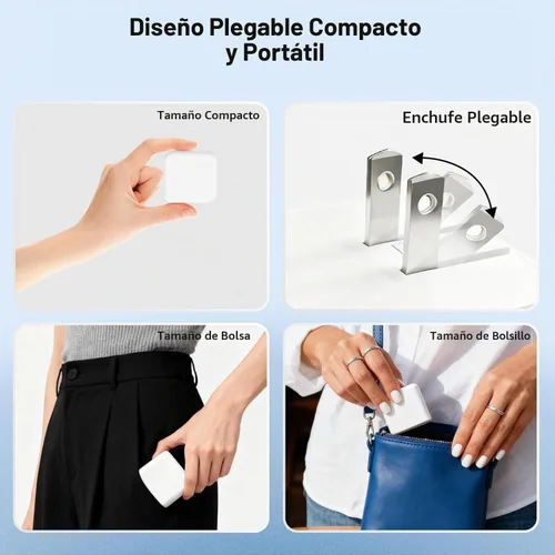 Vista 5 de Bloque de cargador USB C, [paquete de 2] adaptador dinámico USB C plegable de 40 W con carga rápida máxima de 60 W, bloque de cargador de pared USB