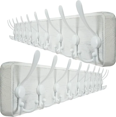 Vista 8 de WEBI Perchero de pared, ganchos para abrigos de pared rústicos, 16" de orificio a orificio, gancho grande para colgar en la pared, perchero