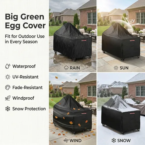 Vista 7 de [Usado] Fundas grandes para huevos verdes para parrilla de cerámica Kamado de 60 pulgadas, cubierta de mesa de huevos verdes grandes