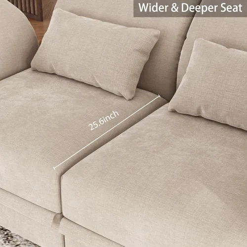 Vista 3 de LLappuil Sofá modular otomano con almacenamiento, módulo otomano grande de felpilla para sofá modular, pieza de sofá seccional reversible extraíble